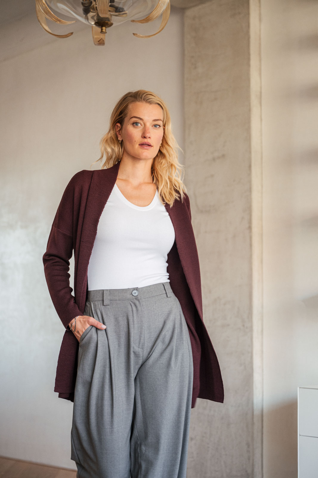 Kalhoty a �ortky Bela wool grey stone