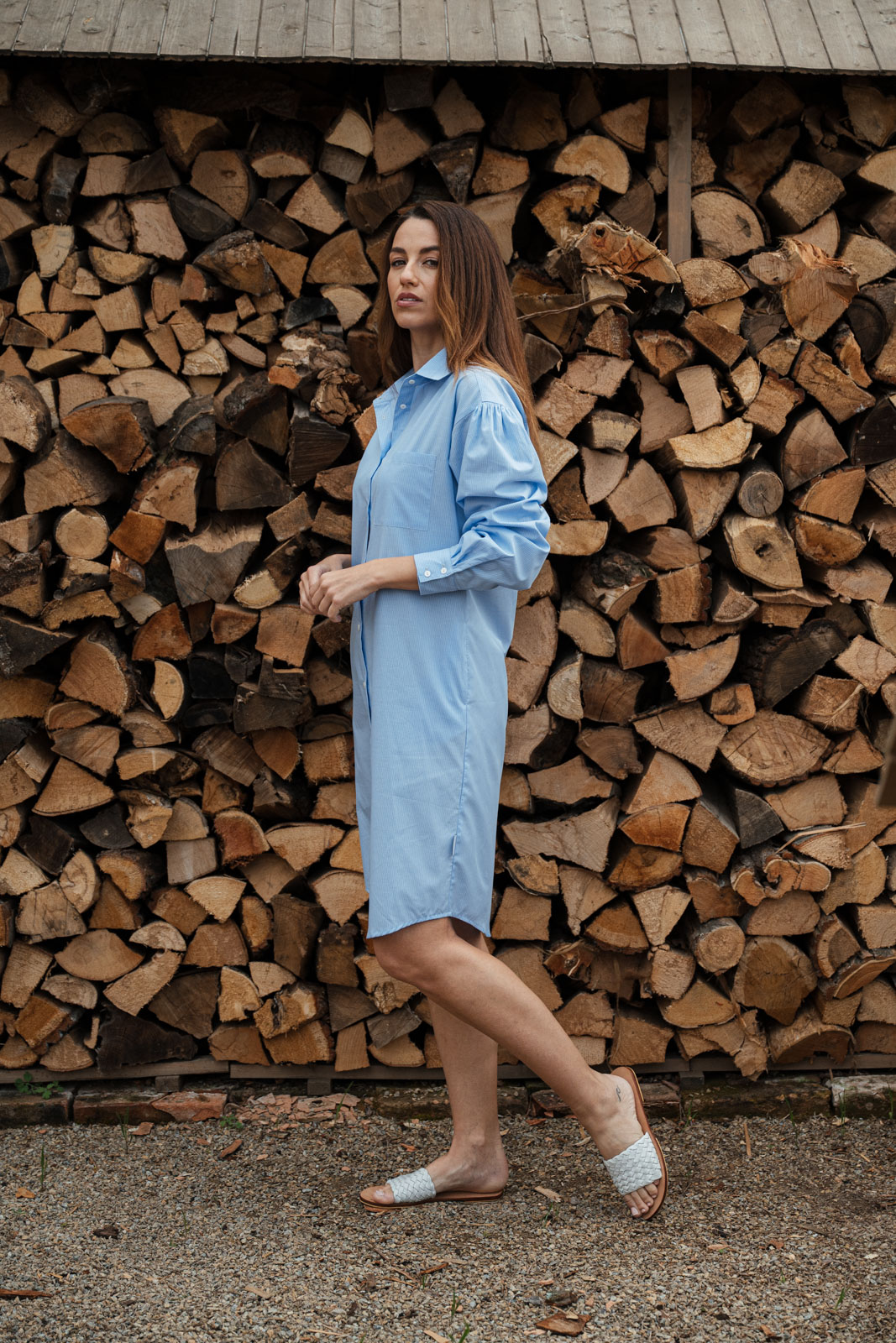�aty & sukn� Grace sky blue stripe poplin