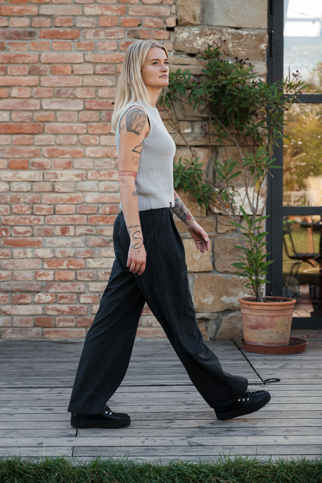 Kalhoty a �ortky Bela wool black melange