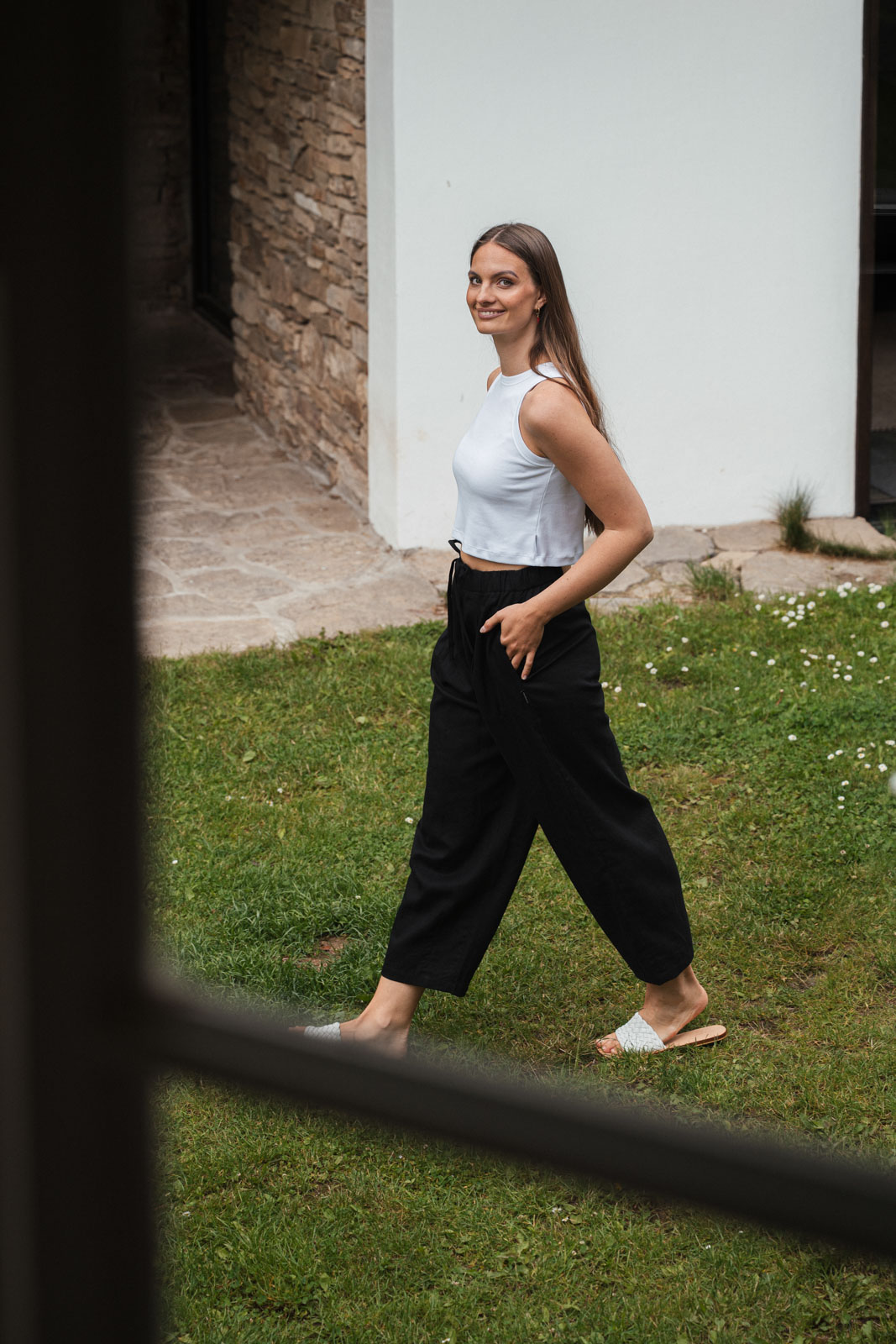 Kalhoty a �ortky Sunna Len black linen