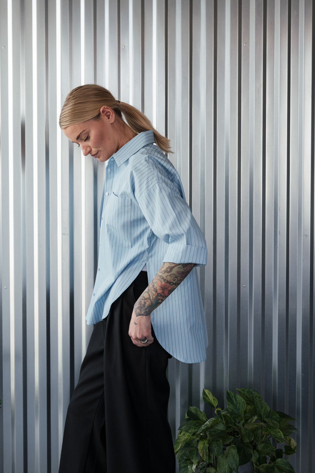 Ko�ile Crapy stripe canary sky blue stripe