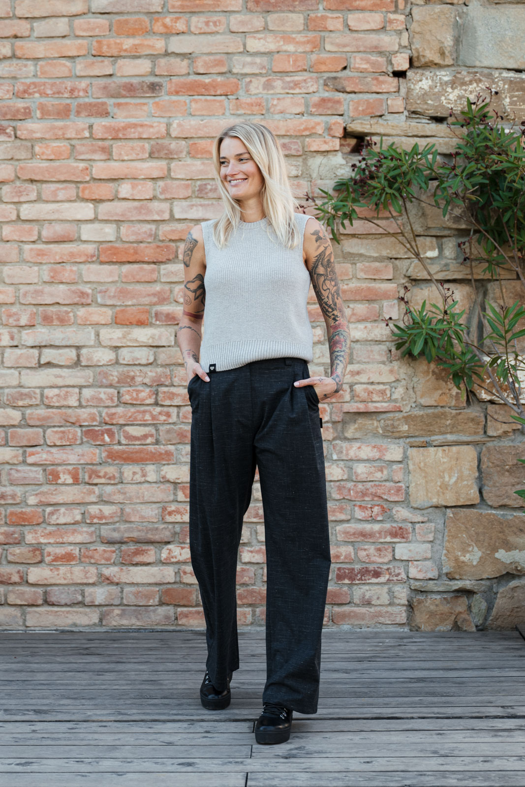 Kalhoty a �ortky Bela wool black melange
