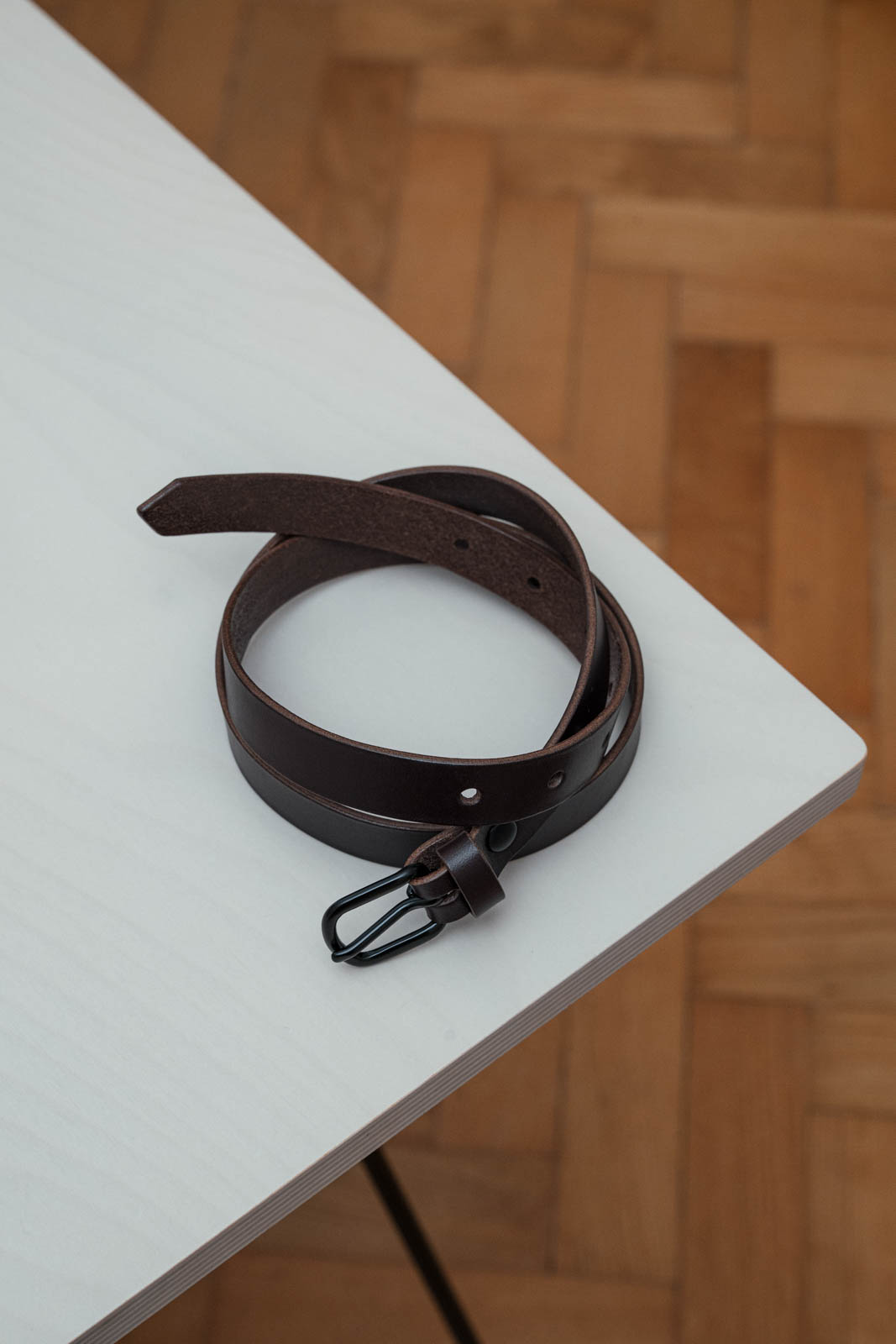Opasek Ko�en� p�sek 2cm dark chocco leather