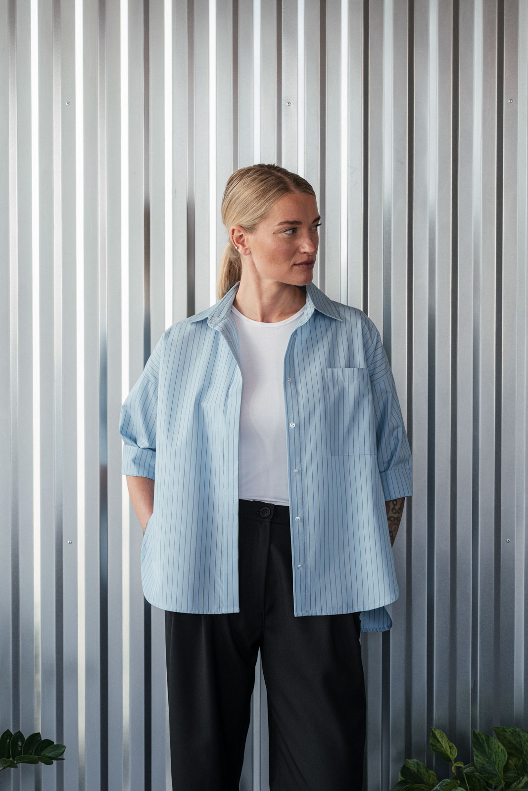 Ko�ile Crapy stripe canary sky blue stripe