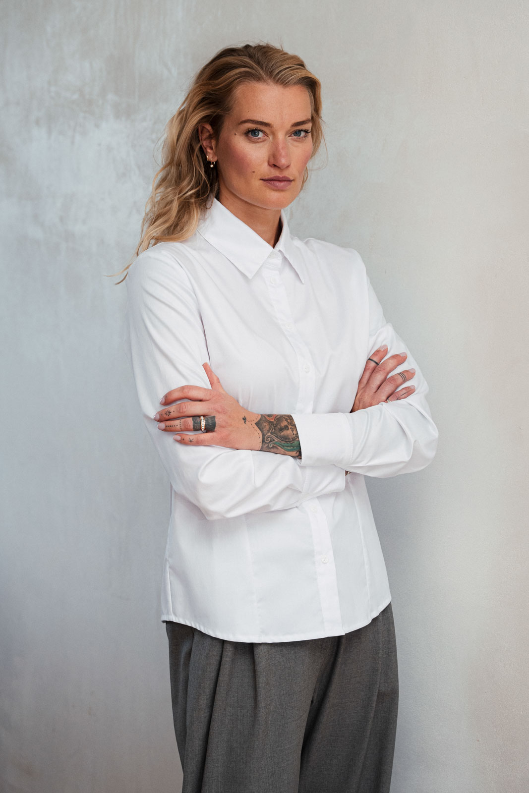 Ko�ile Alex snow white poplin