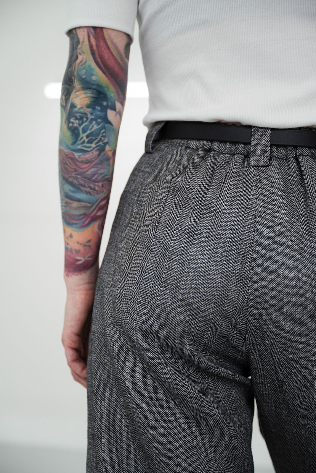Kalhoty a �ortky Bela crop BW ryb� kostra