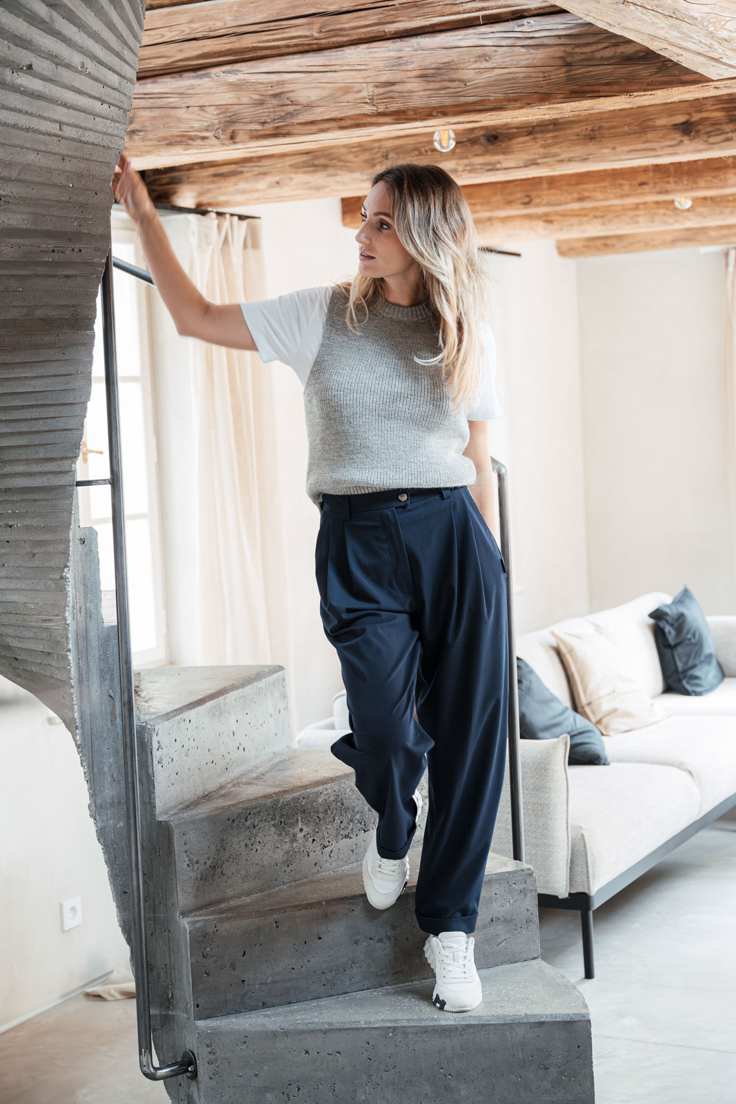 Kalhoty a �ortky Emily virgin wool dark navy