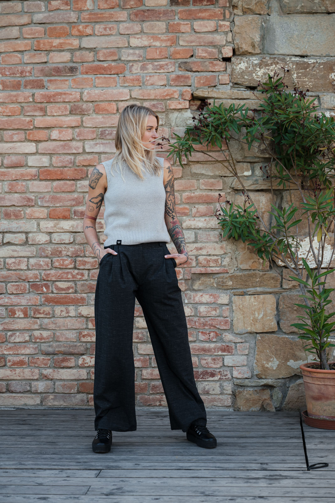 Kalhoty a �ortky Bela wool black melange