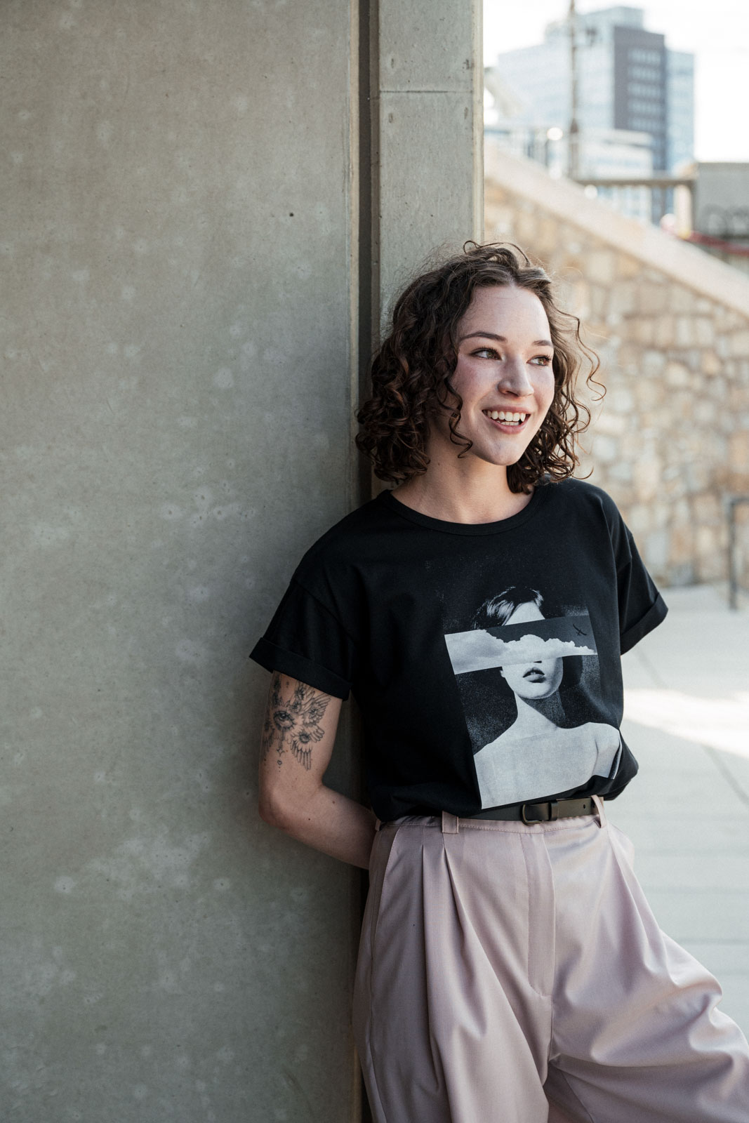 printed tee Dreamful black