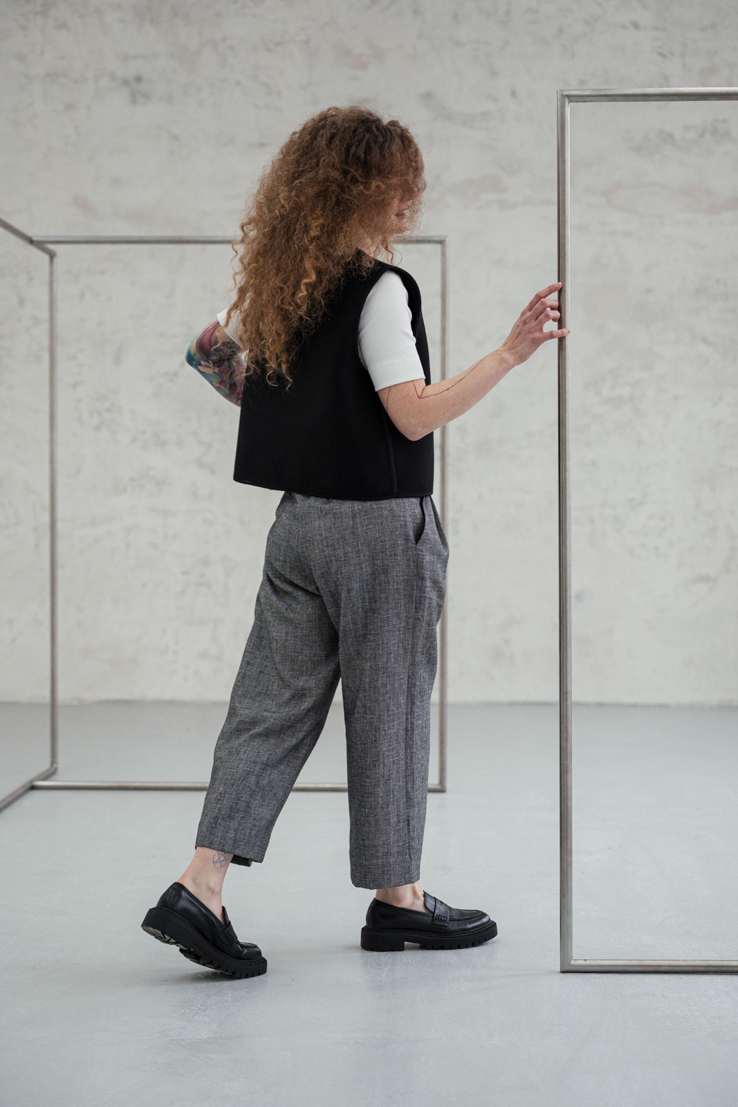 Kalhoty a �ortky Bela crop BW ryb� kostra