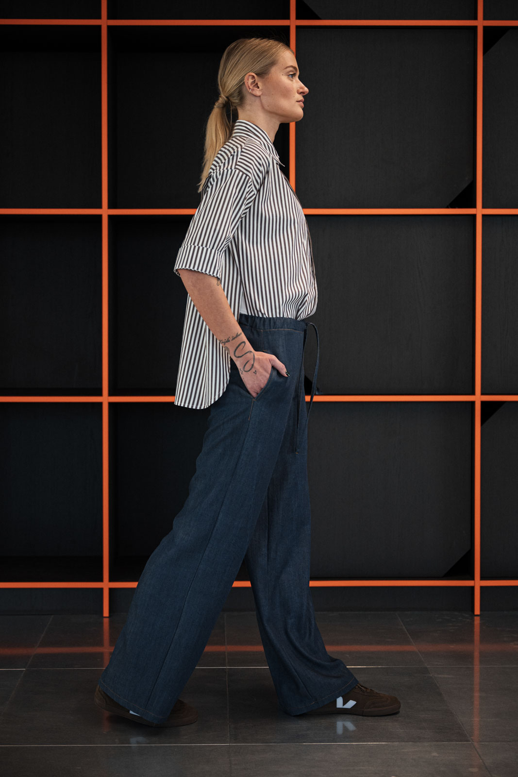 Ko�ile Crapy stripe white & dark chocco