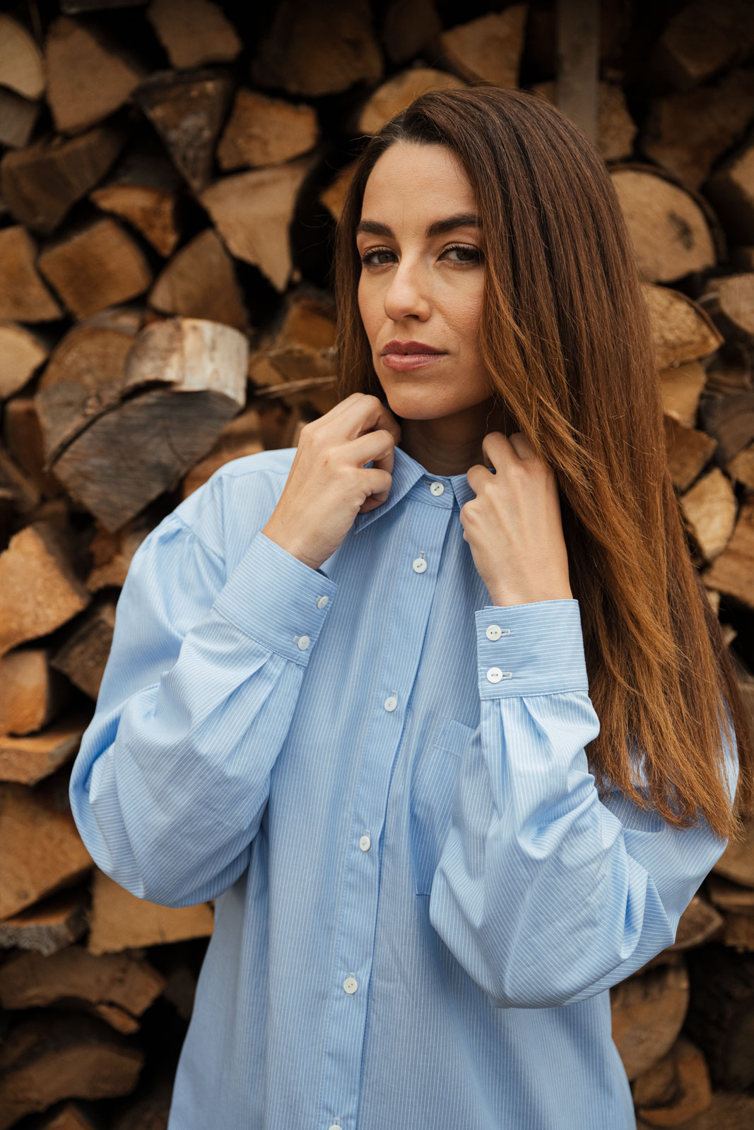 �aty & sukn� Grace sky blue stripe poplin