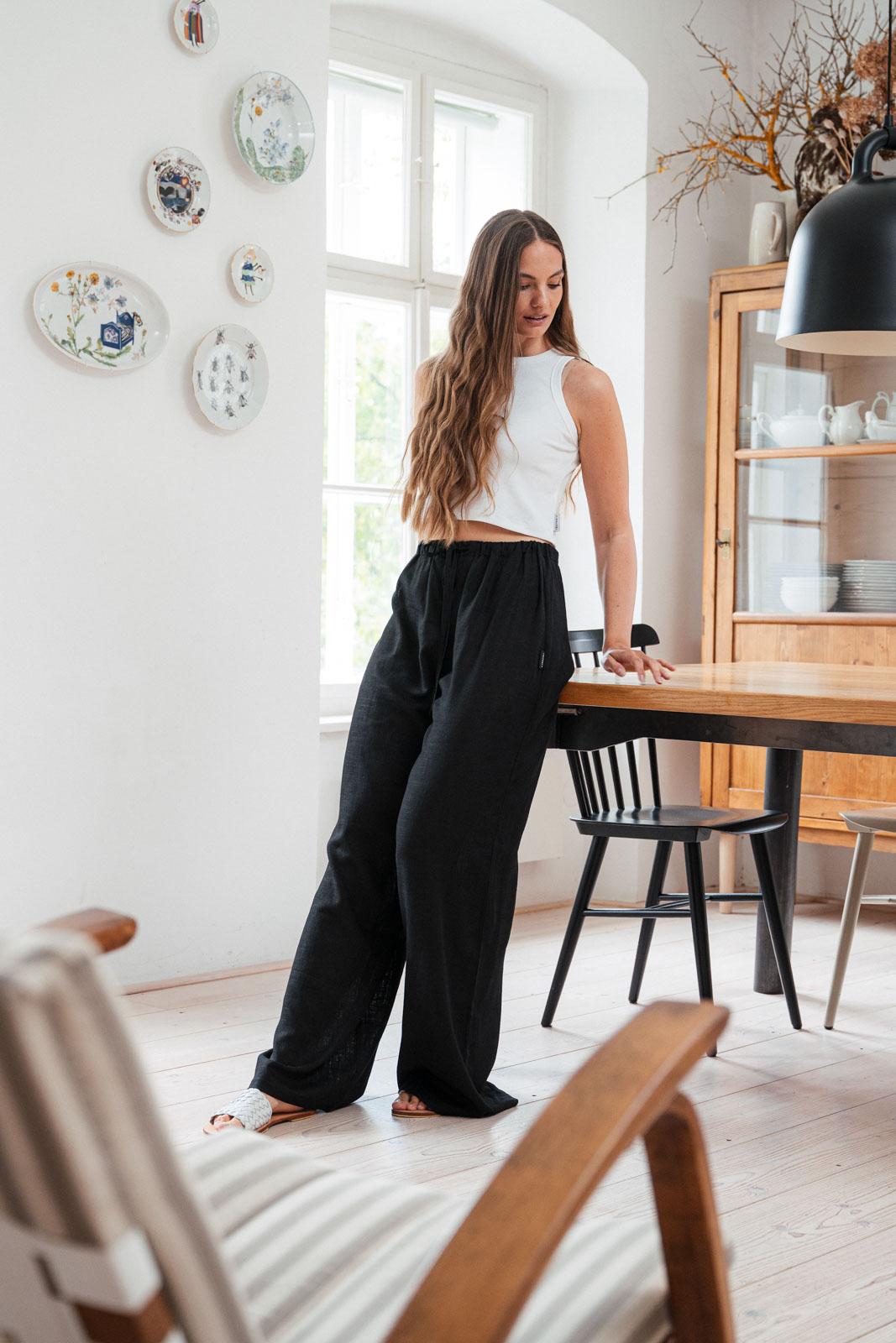 Kalhoty a �ortky Louise len �ern� len