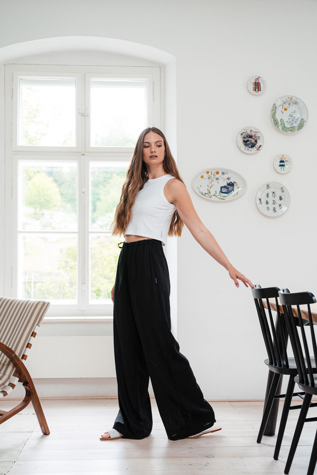 Kalhoty a �ortky Louise len �ern� len