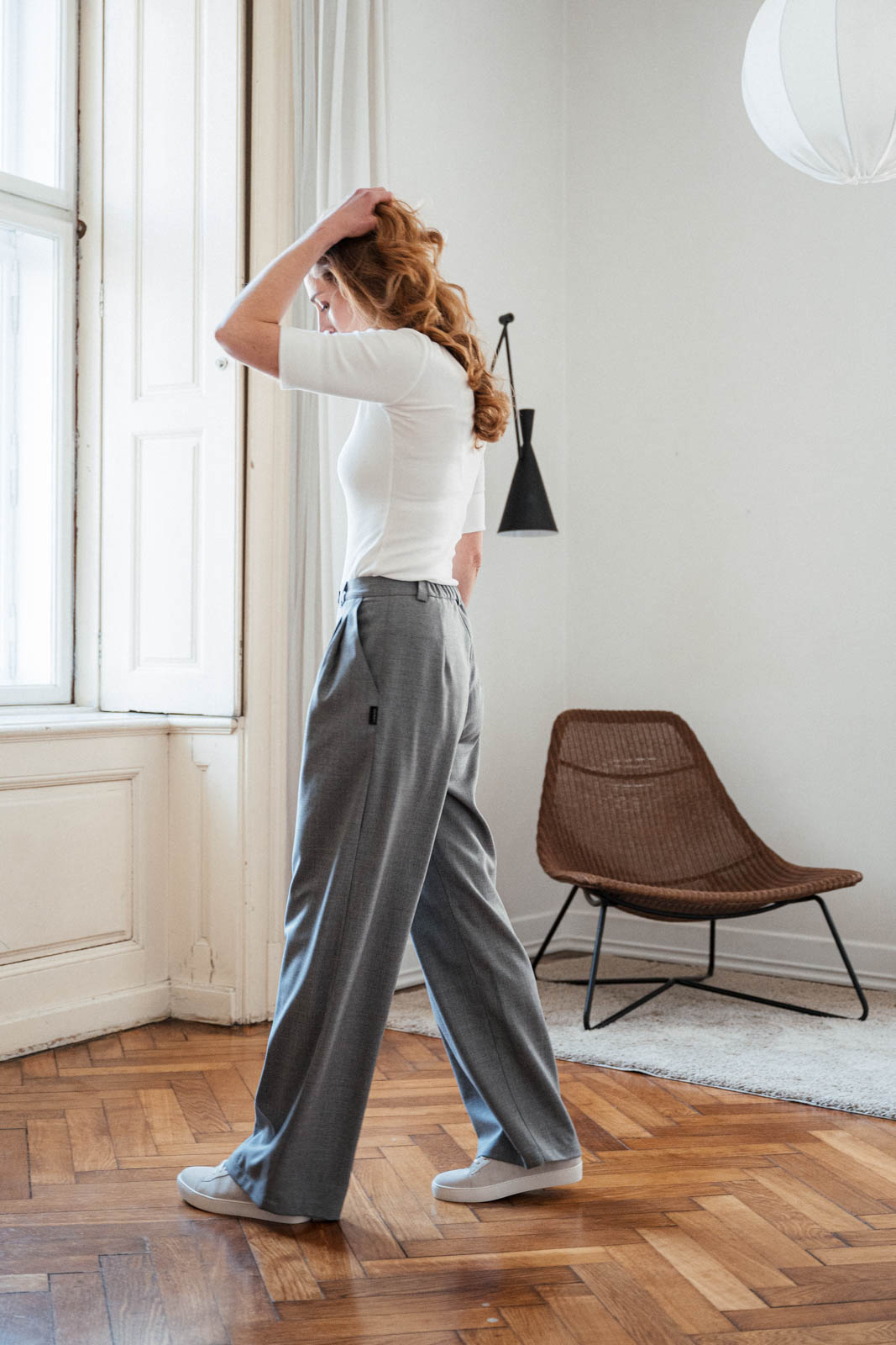 Kalhoty a �ortky Bela wool grey stone