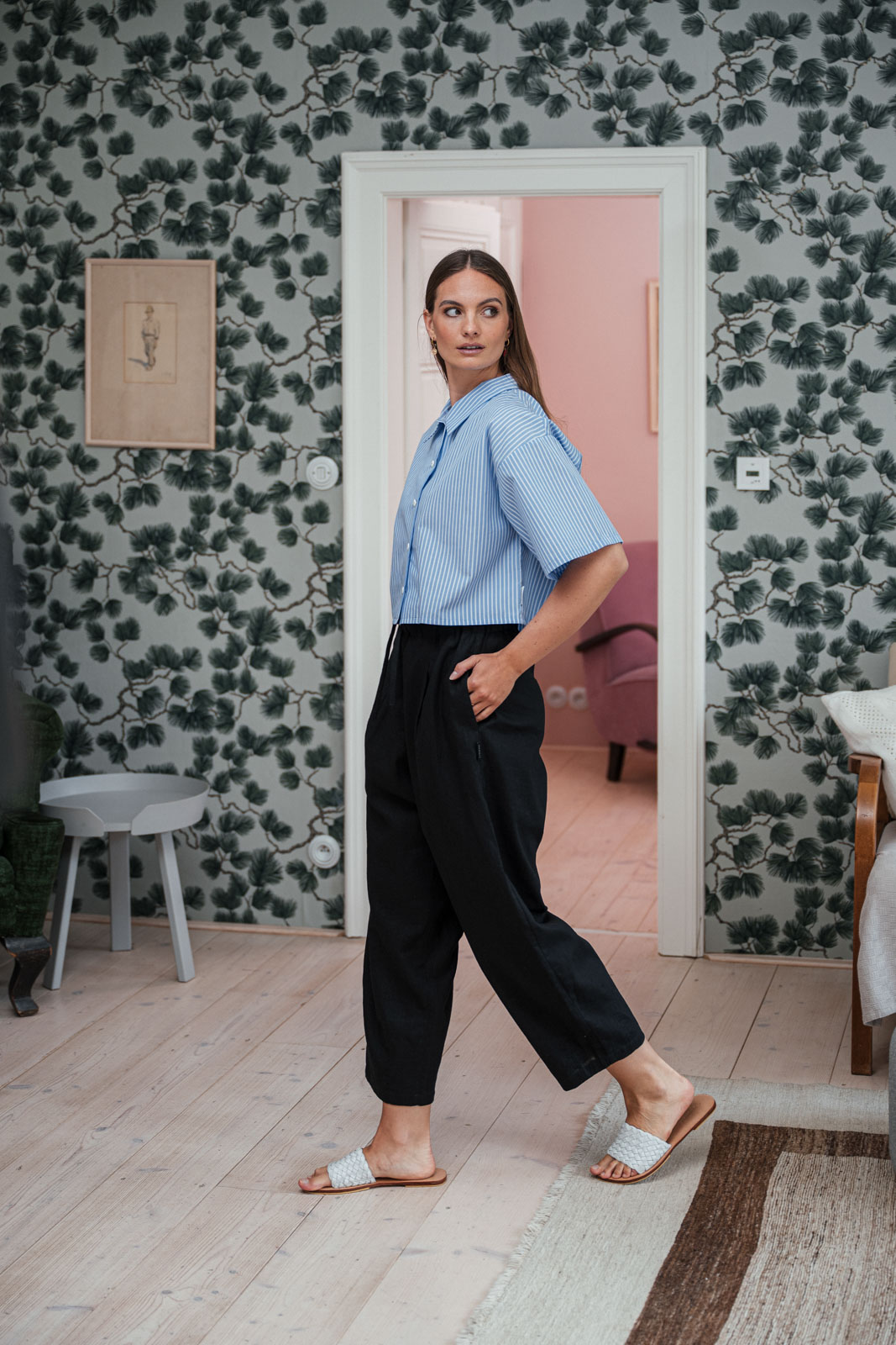 Kalhoty a �ortky Sunna Len black linen