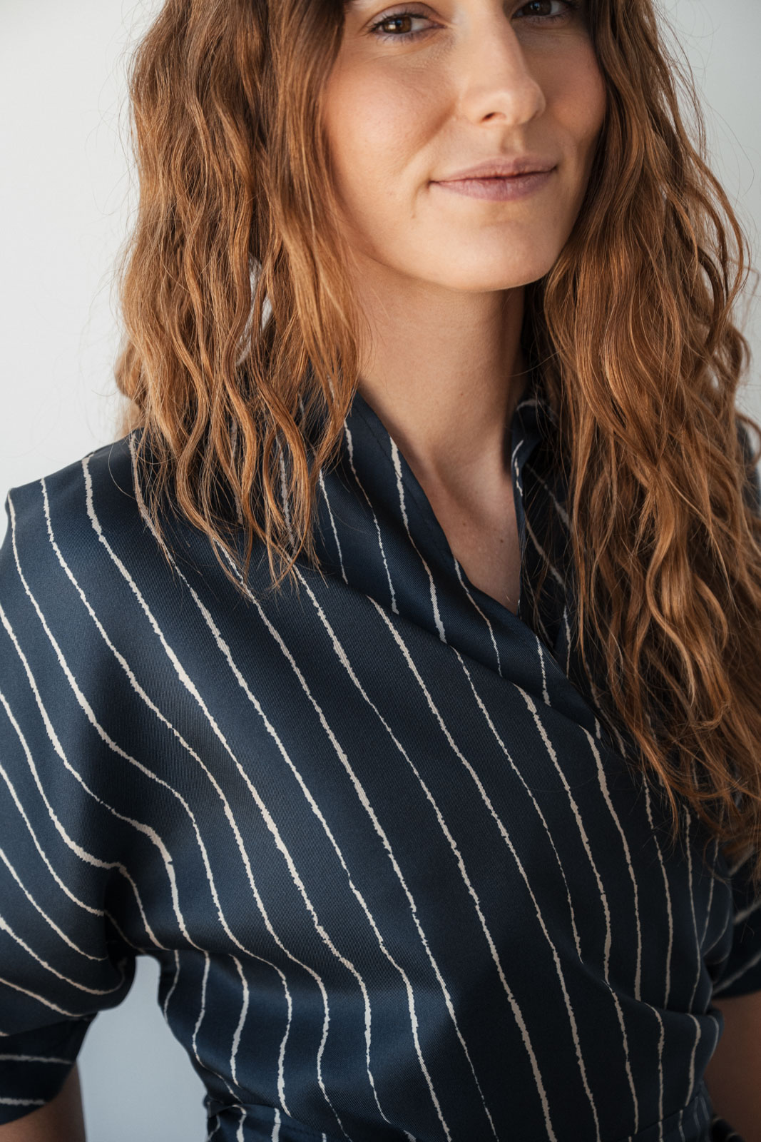 Halenky Astra silk navy stripe silk