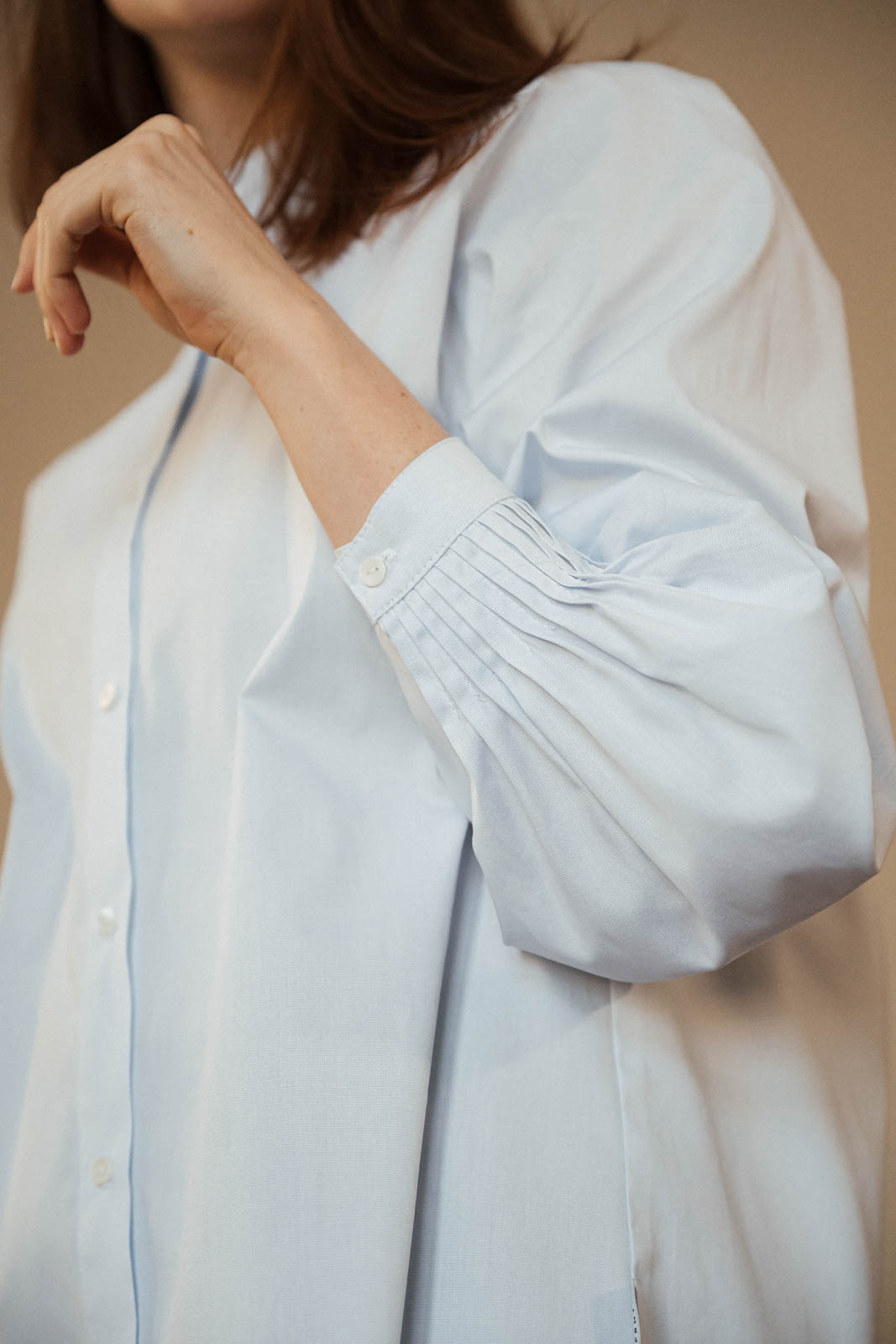 Shirts Mira pleated sky blue poplin