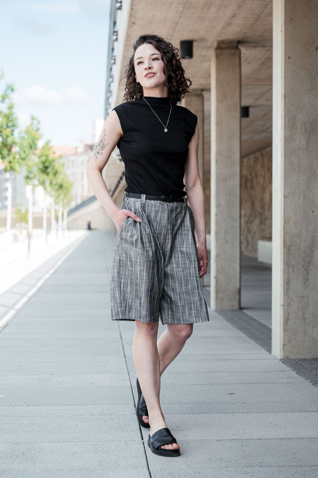 Kalhoty a �ortky Nico grey stripe mele