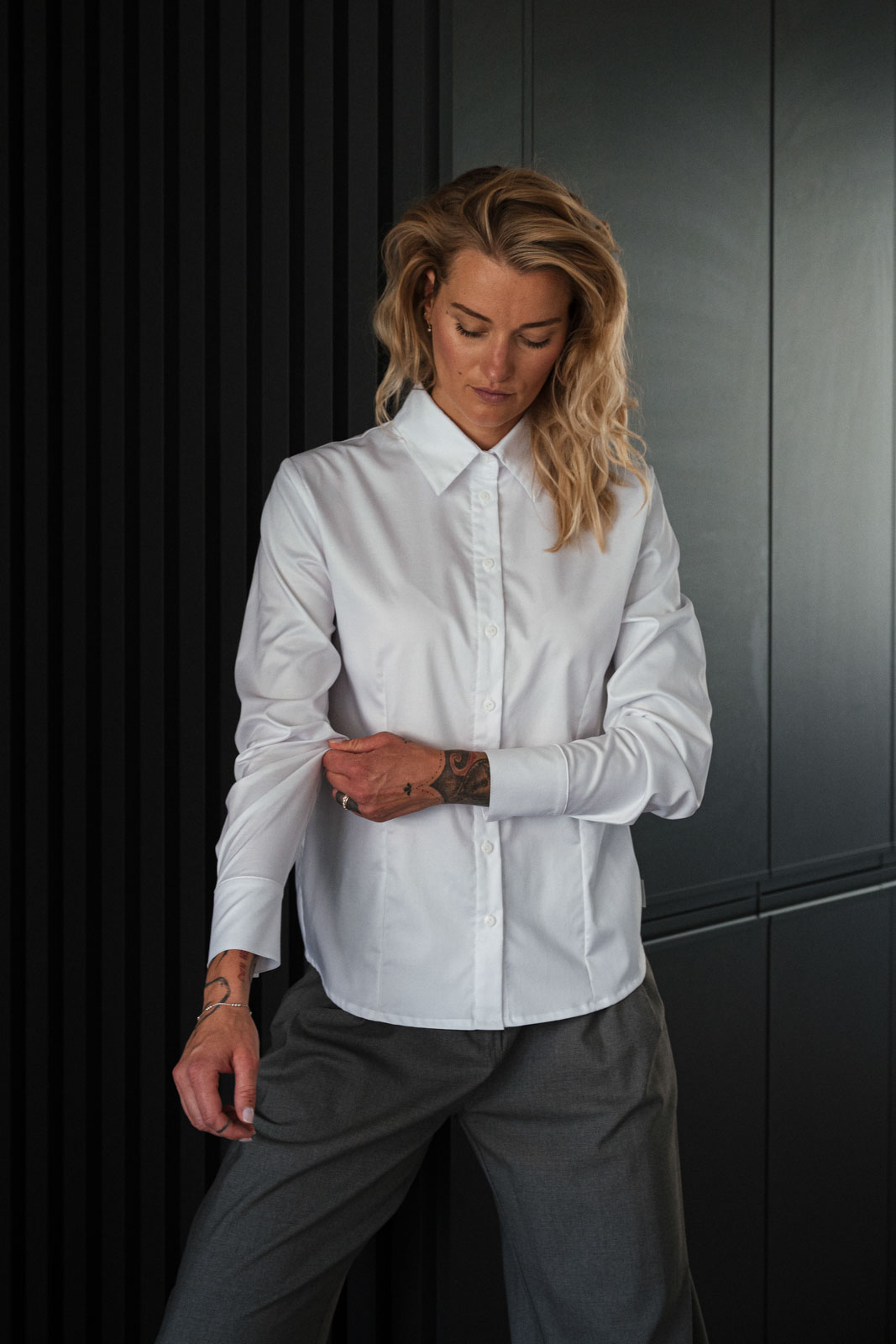 Ko�ile Alex snow white poplin