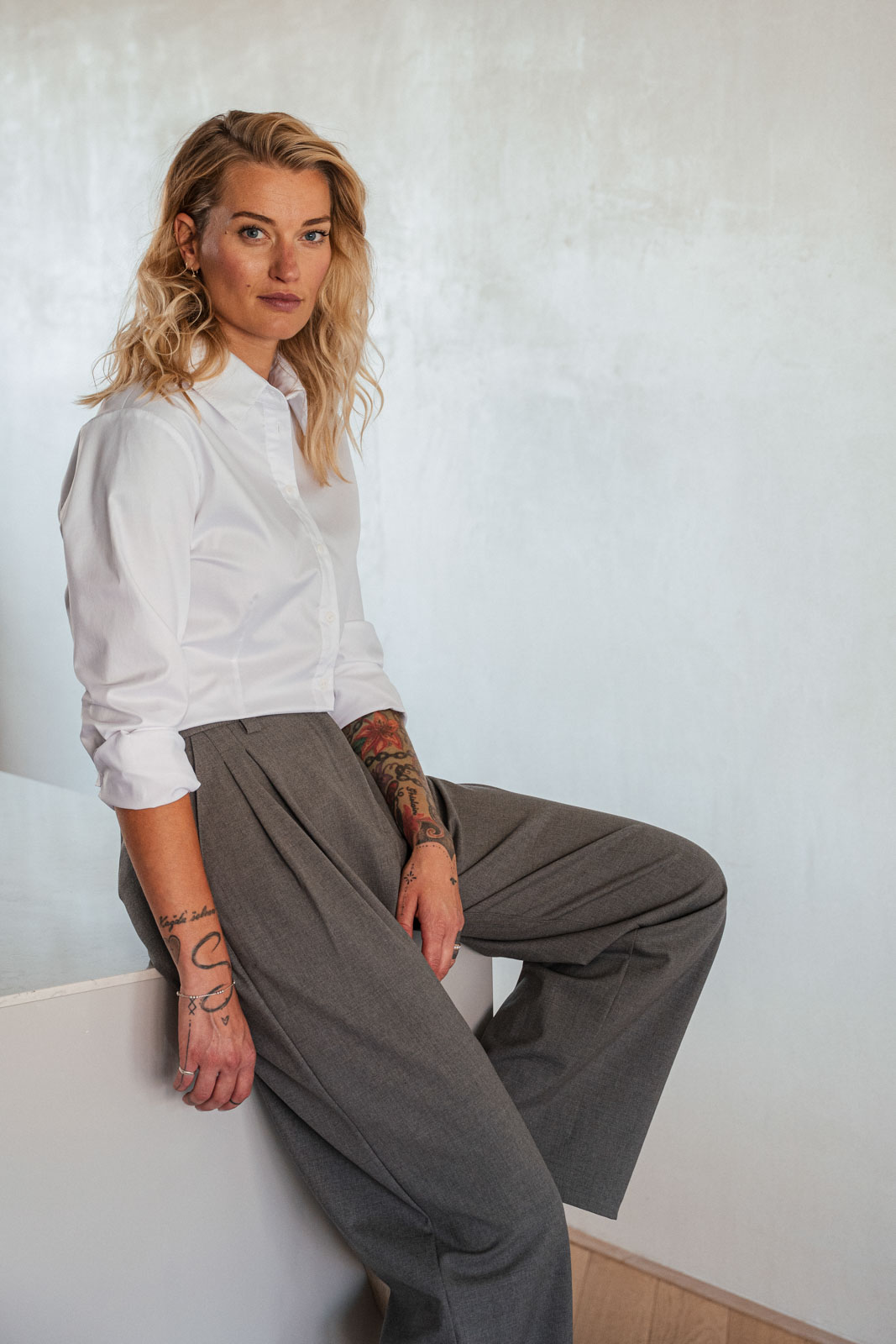 Ko�ile Alex snow white poplin