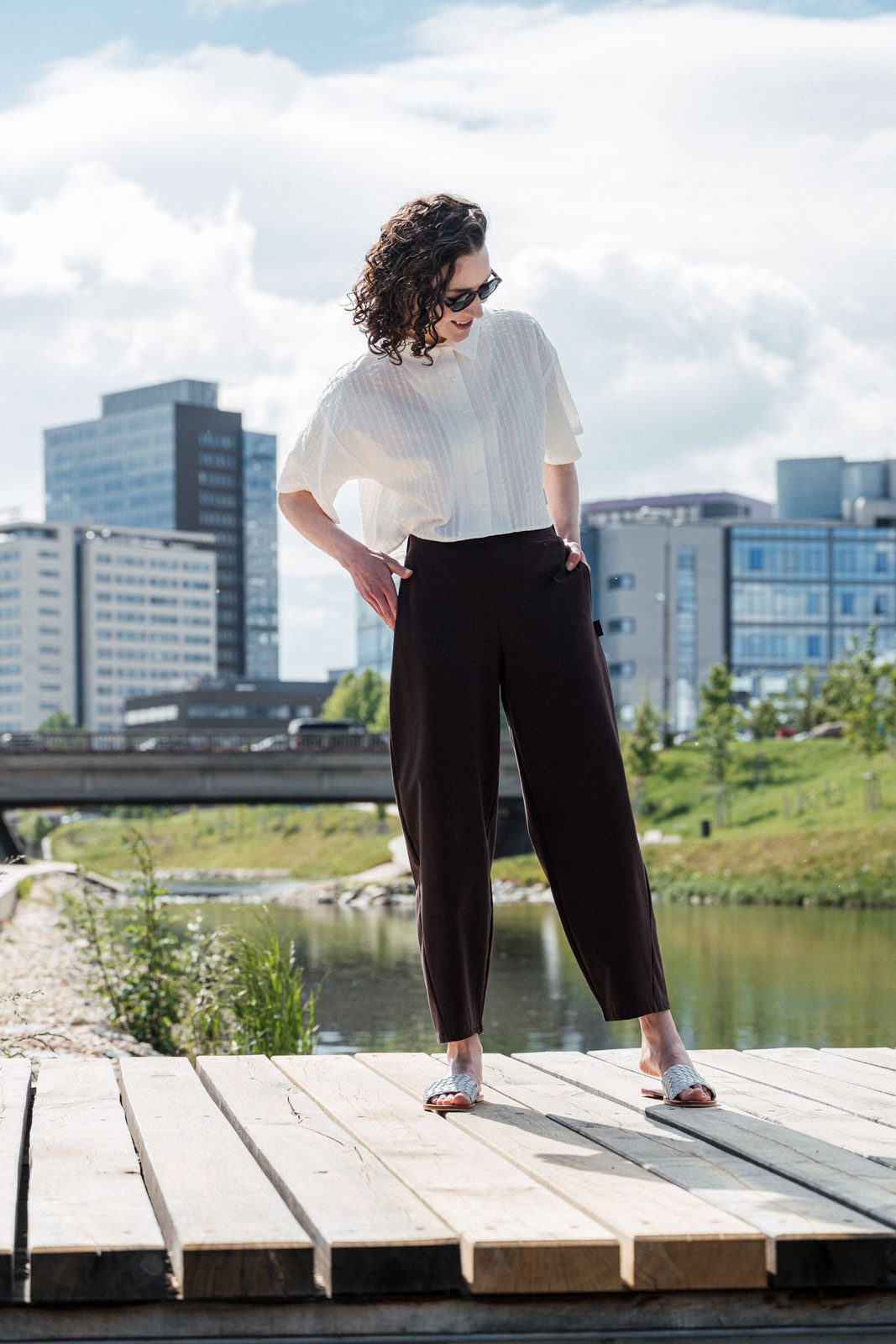 Kalhoty a �ortky Mae chocolate brown
