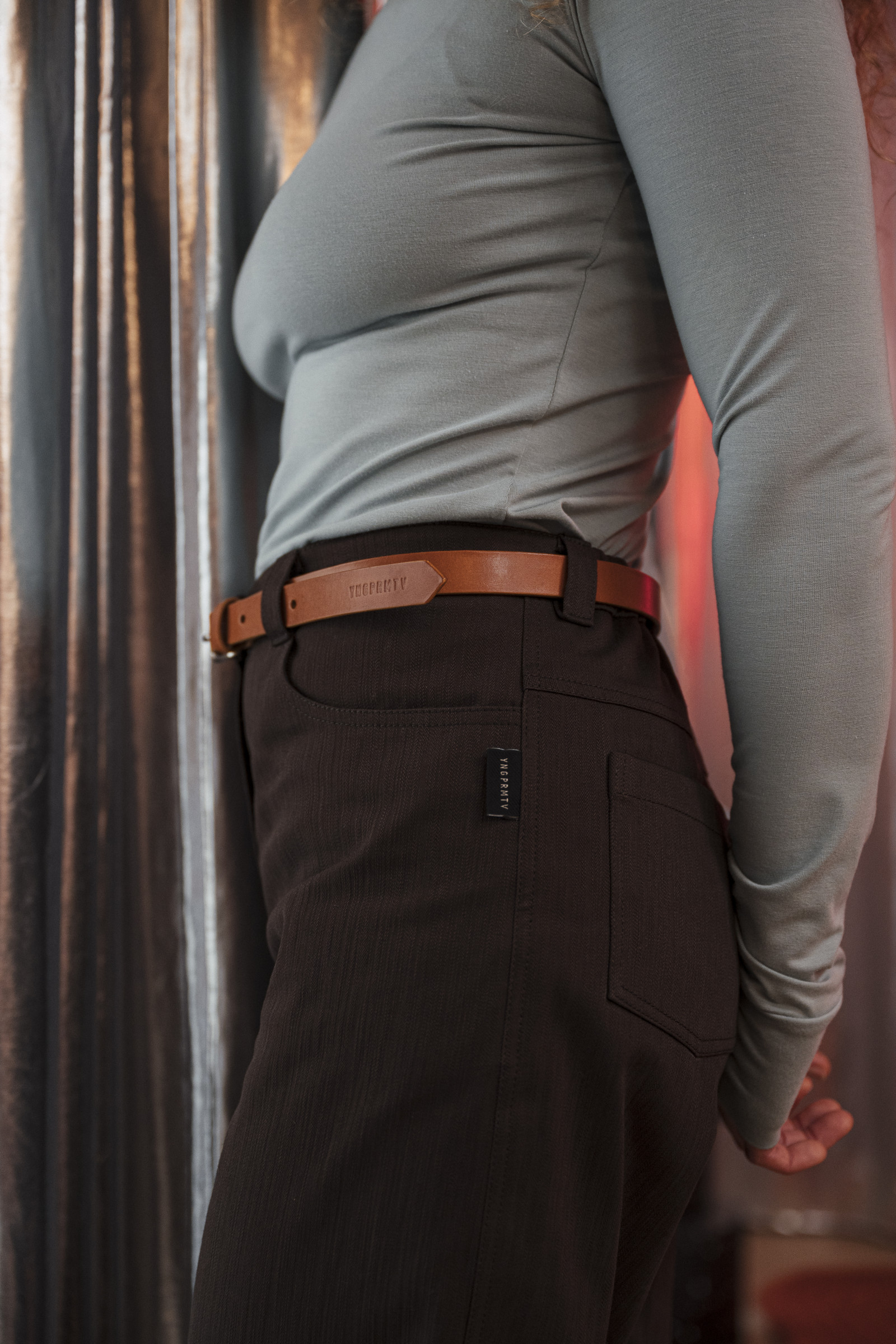 Opasek Ko�en� p�sek 2cm cognac