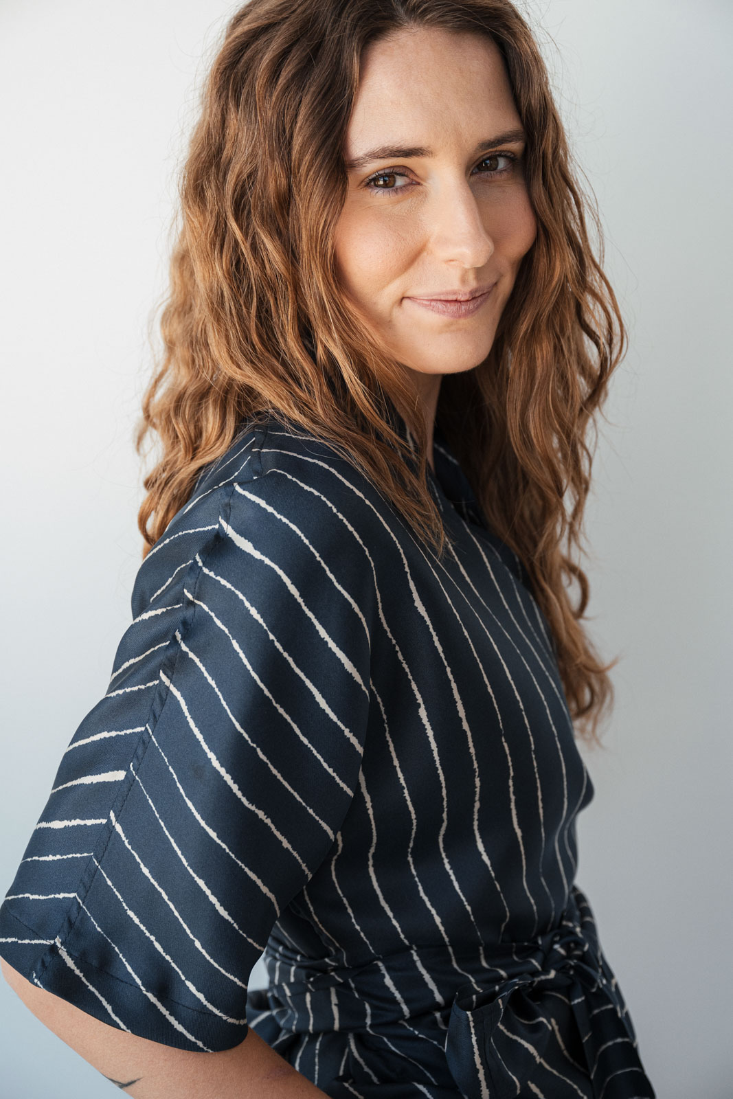 Halenky Astra silk navy stripe silk
