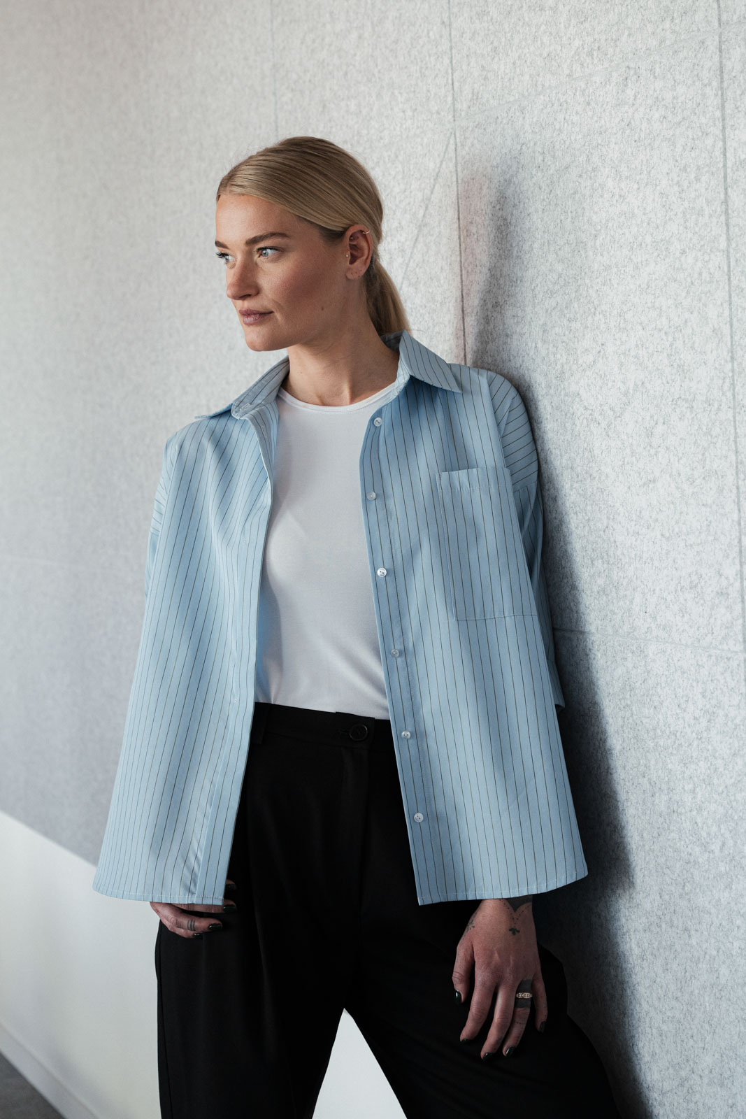 Ko�ile Crapy stripe canary sky blue stripe
