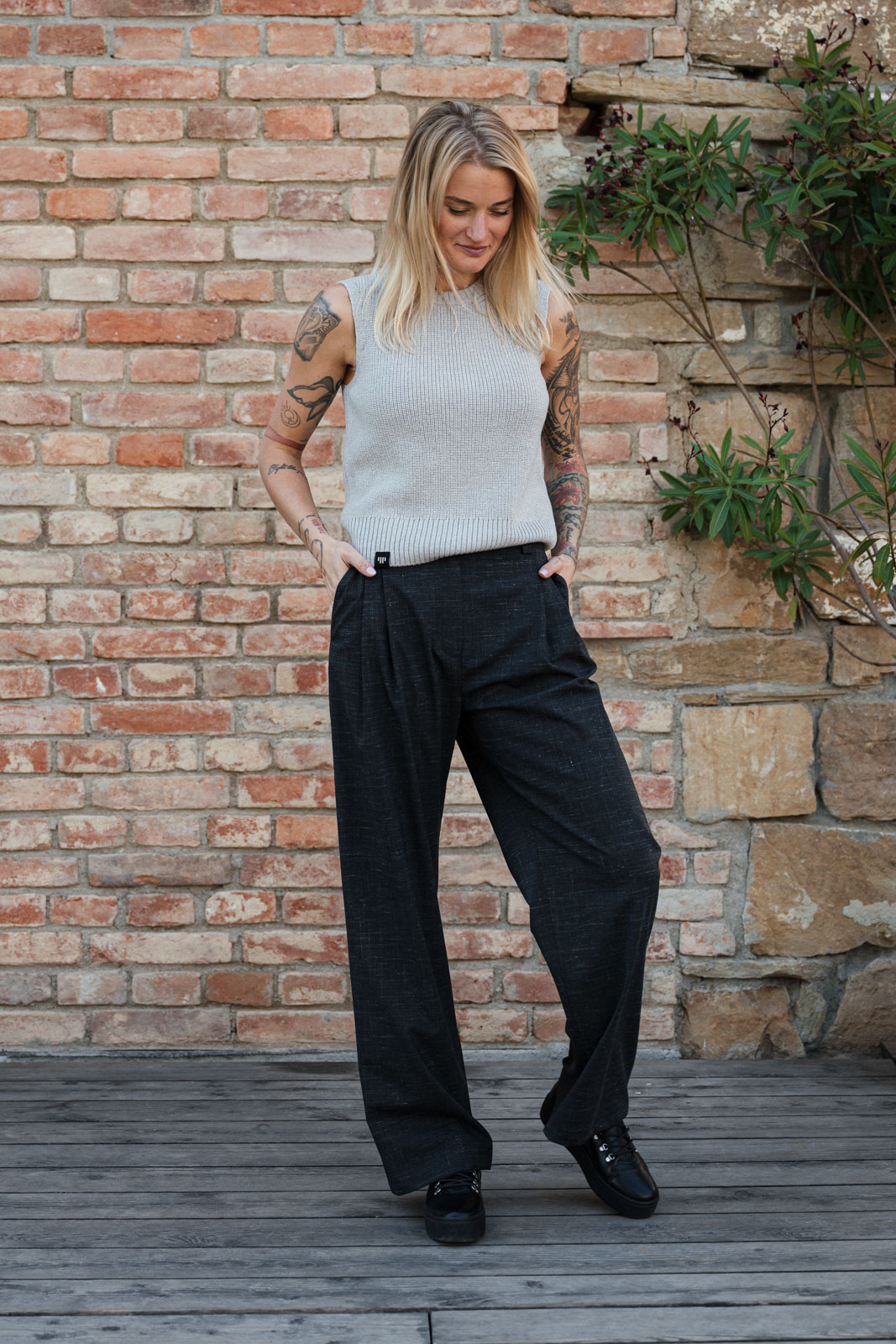 Kalhoty a �ortky Bela wool black melange