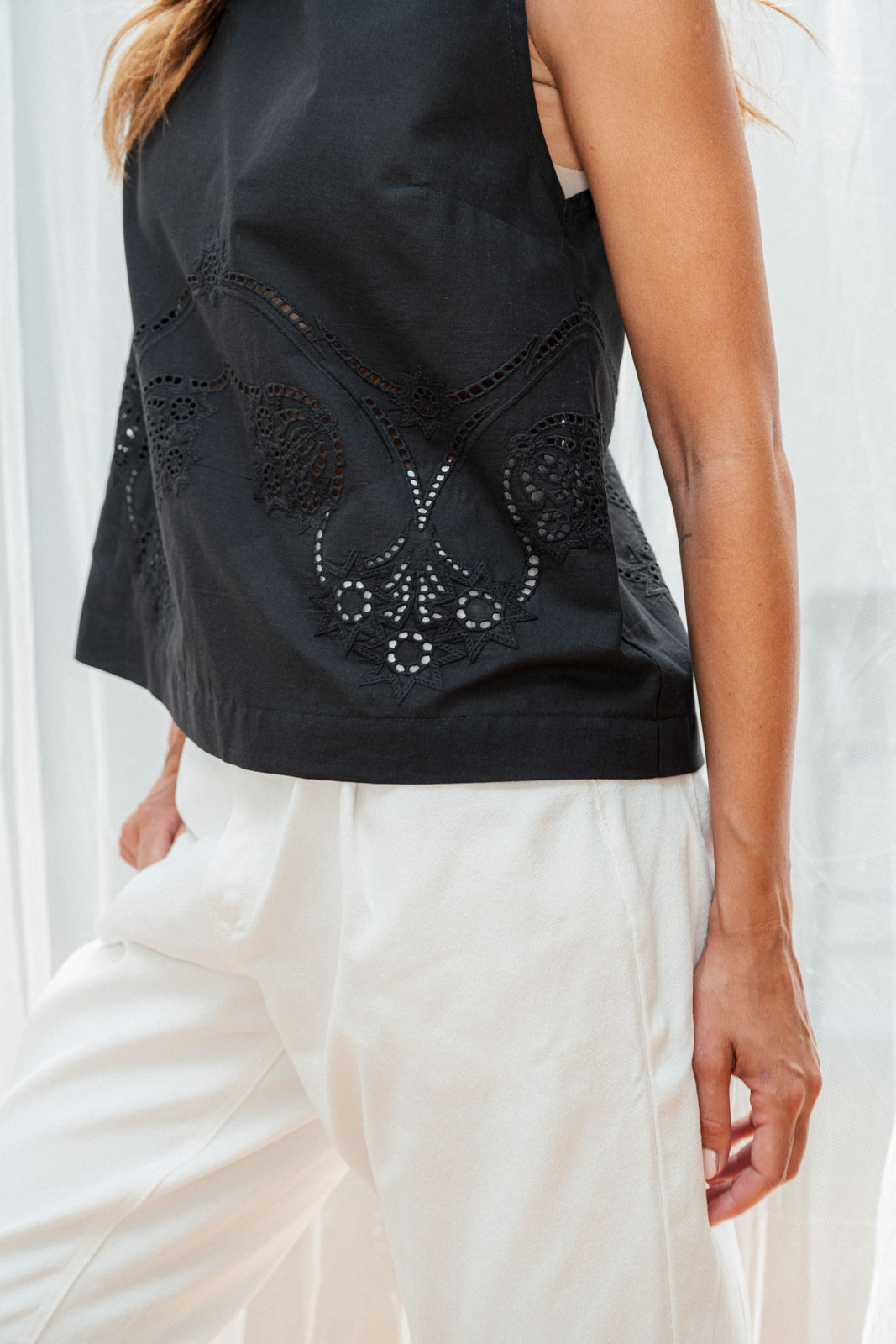 Tops Flora bordura black madeira