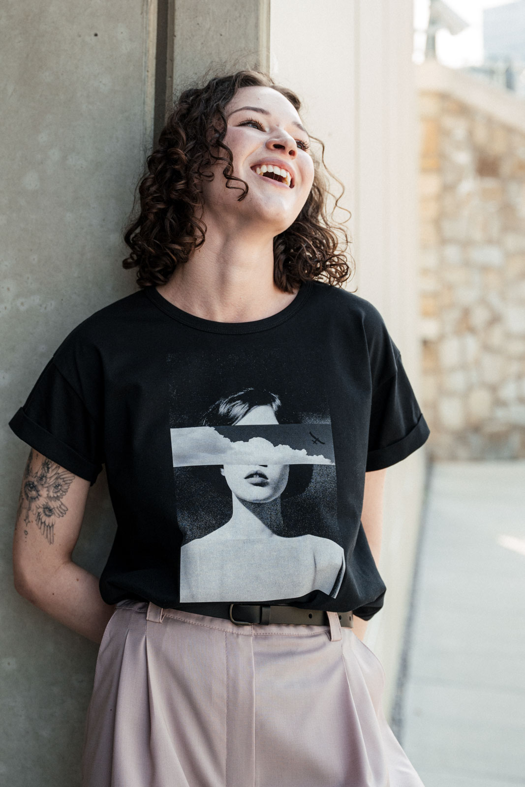 printed tee Dreamful black