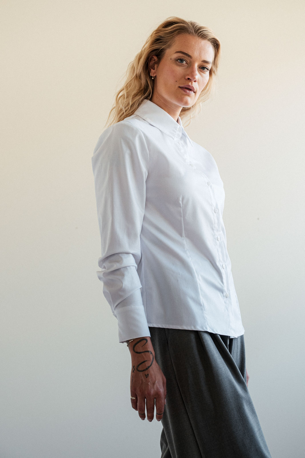 Ko�ile Alex snow white poplin