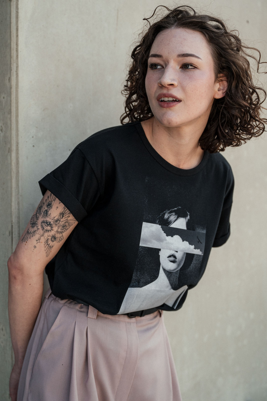 printed tee Dreamful black