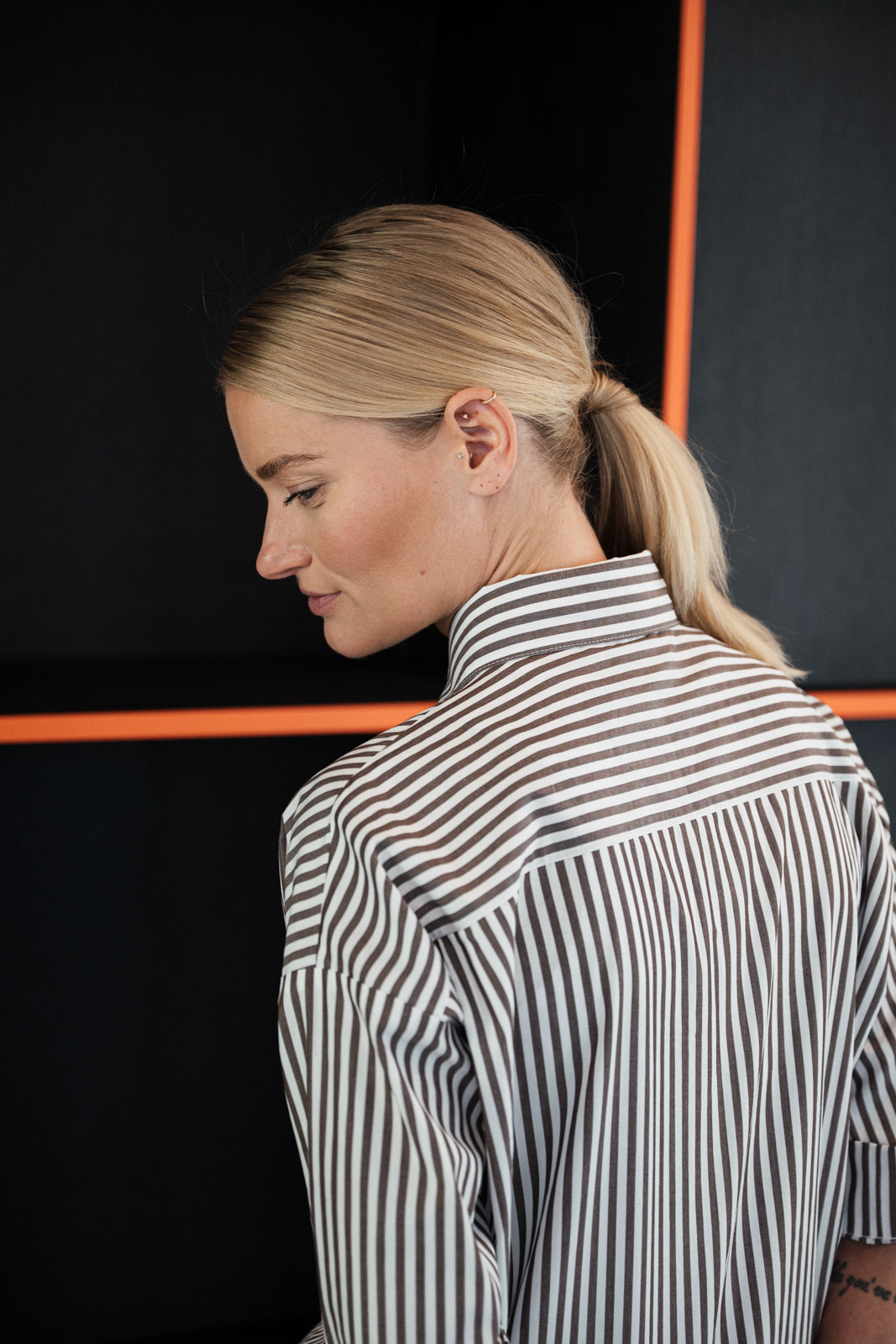 Ko�ile Crapy stripe white & dark chocco