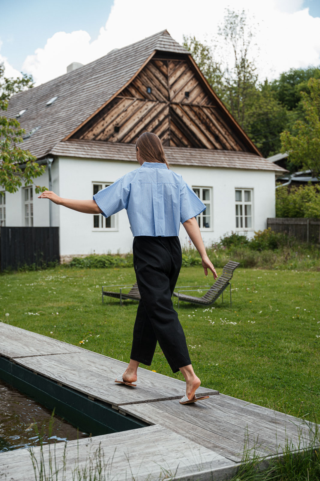 Kalhoty a �ortky Sunna Len black linen