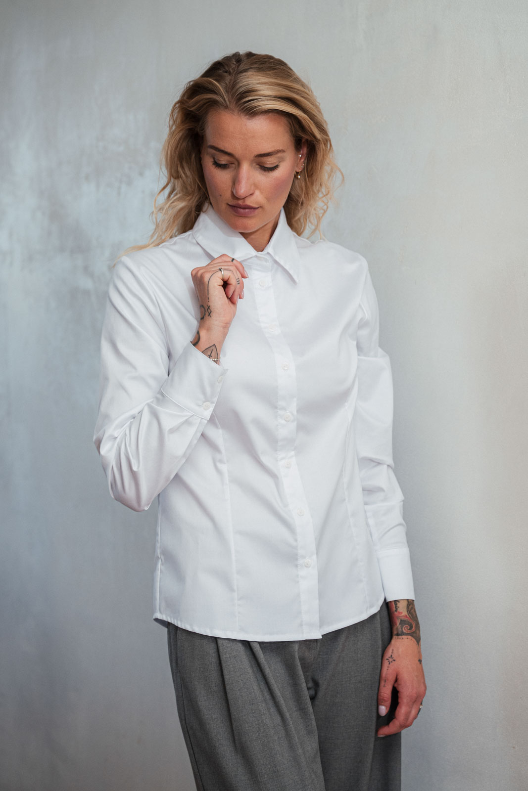 Ko�ile Alex snow white poplin