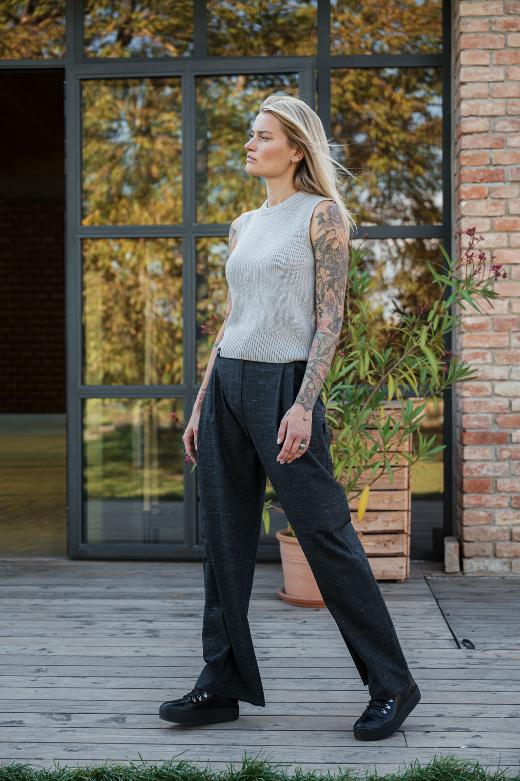 Kalhoty a �ortky Bela wool black melange