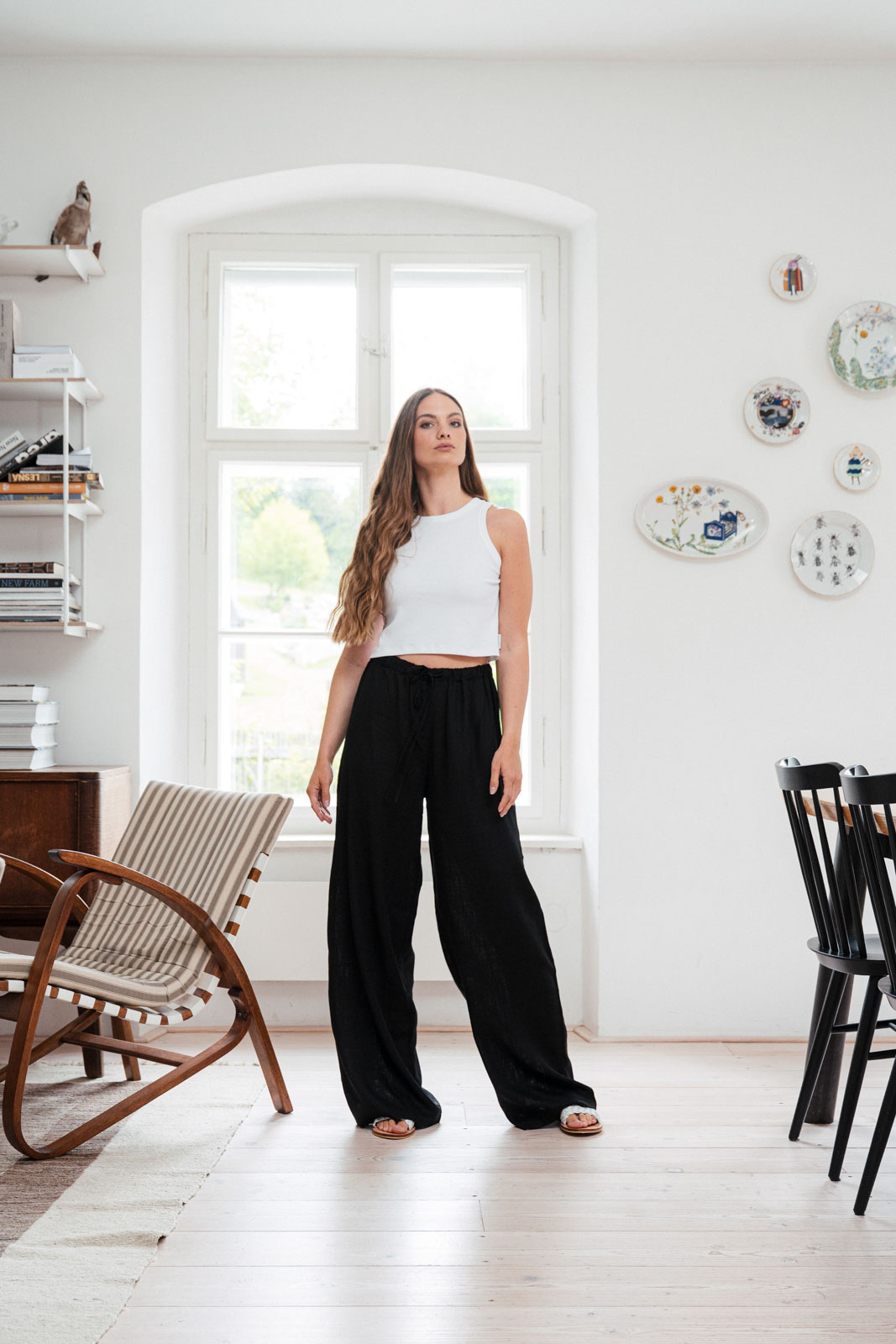 Kalhoty a �ortky Louise len �ern� len