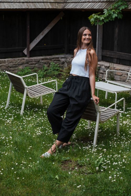 Kalhoty a �ortky Sunna Len black linen