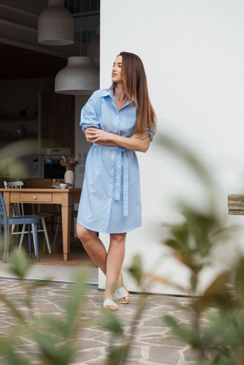 �aty & sukn� Grace sky blue stripe poplin