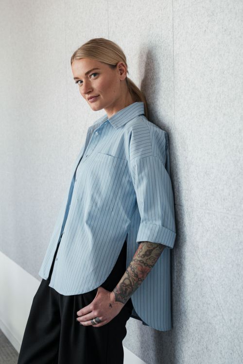 Ko�ile Crapy stripe canary sky blue stripe
